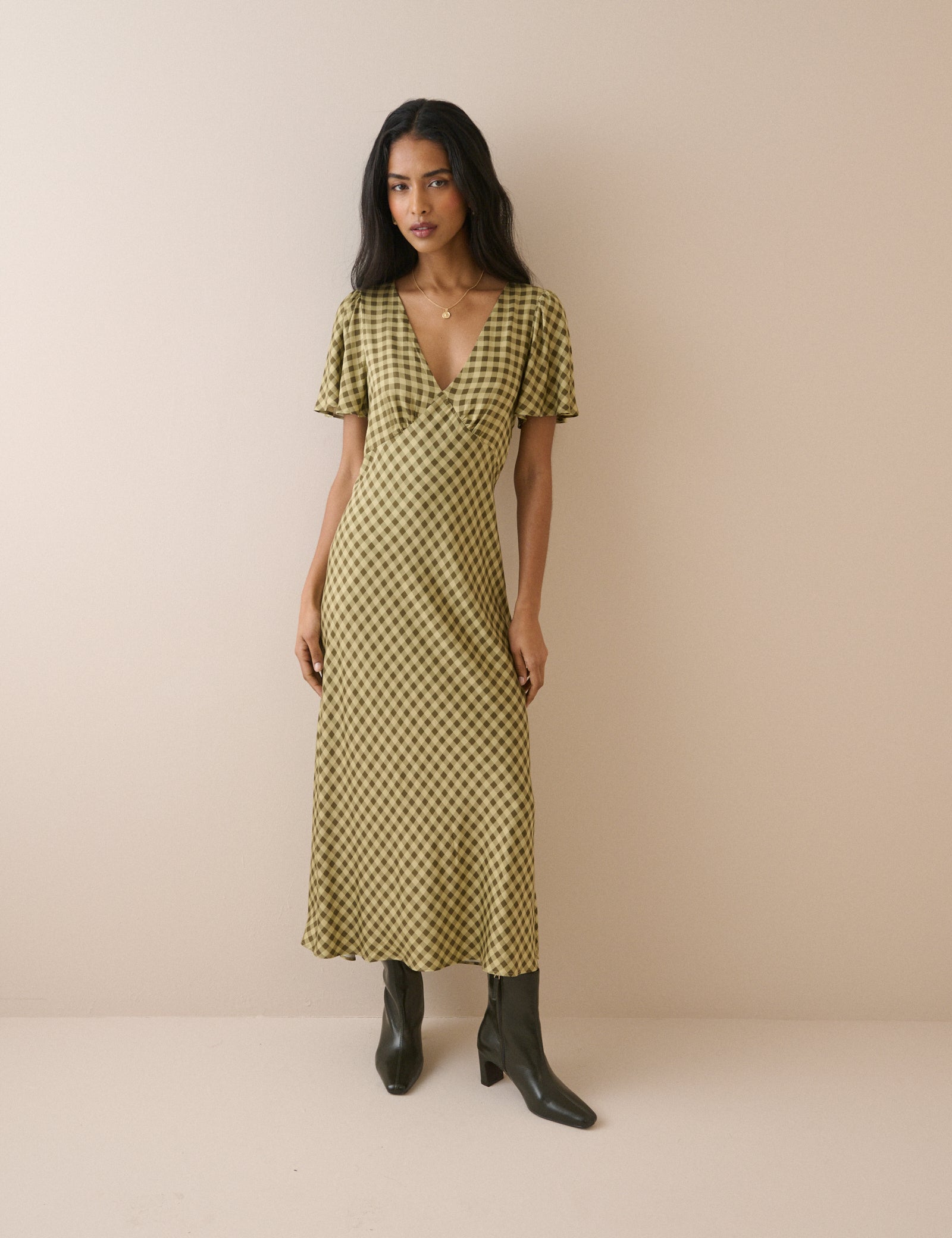 Puff Sleeve Lace Trim Dara Midi Dress | Nobody's Child